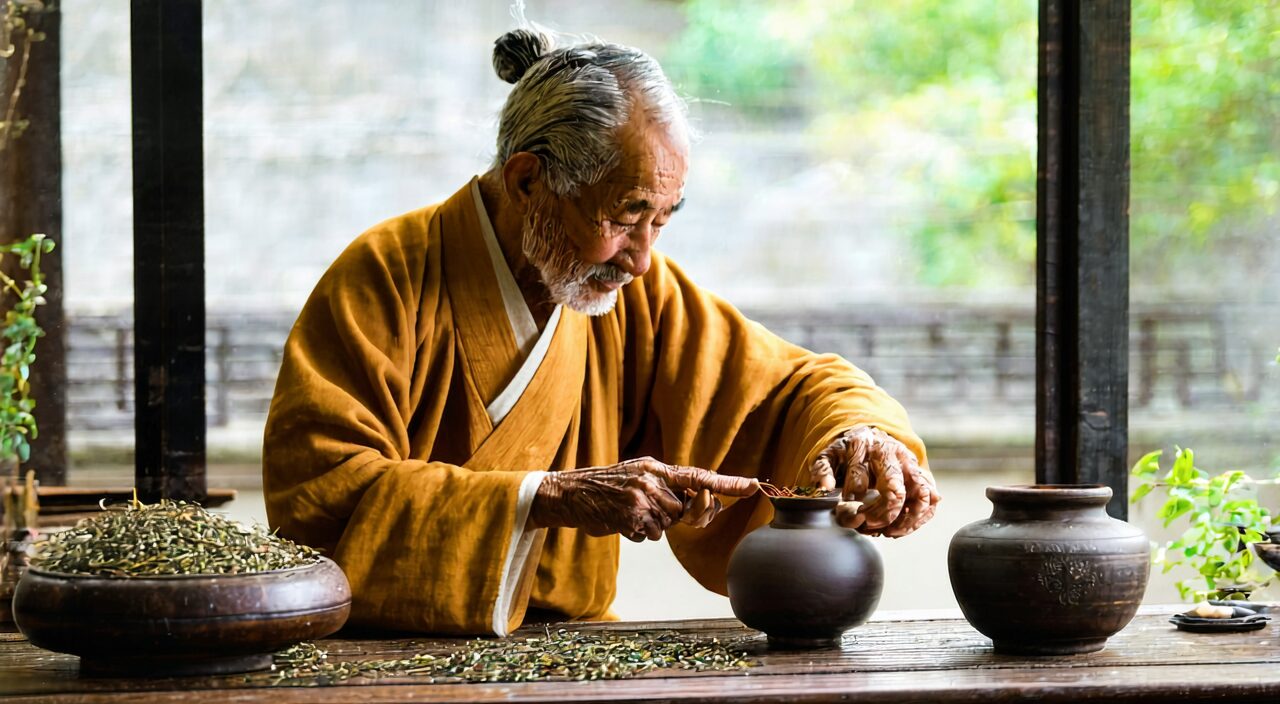 中医师为患者把脉的场景