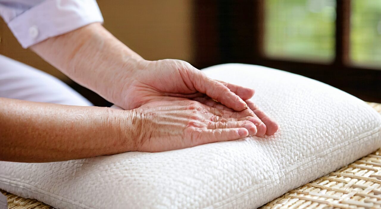 A TCM practitioner taking the patient's pulse, illustrating a professional consultation scenario