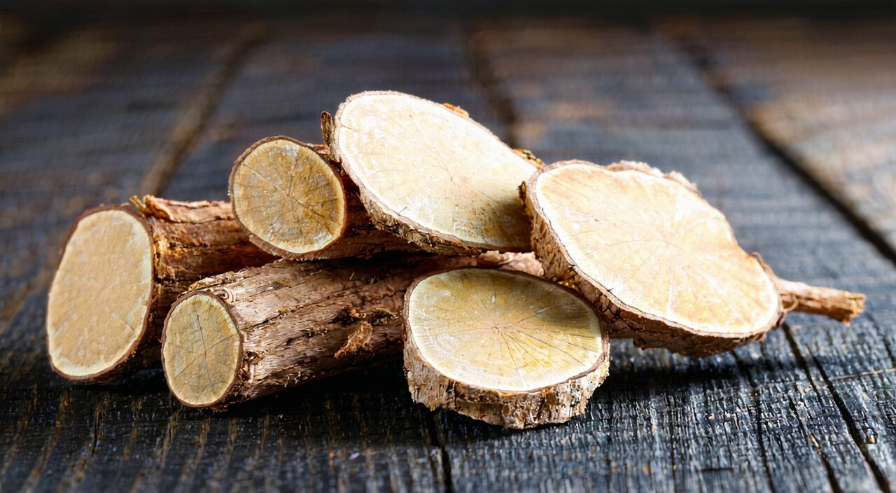 Close-up of the heavily used Astragalus in Buyang Huanwu Decoction