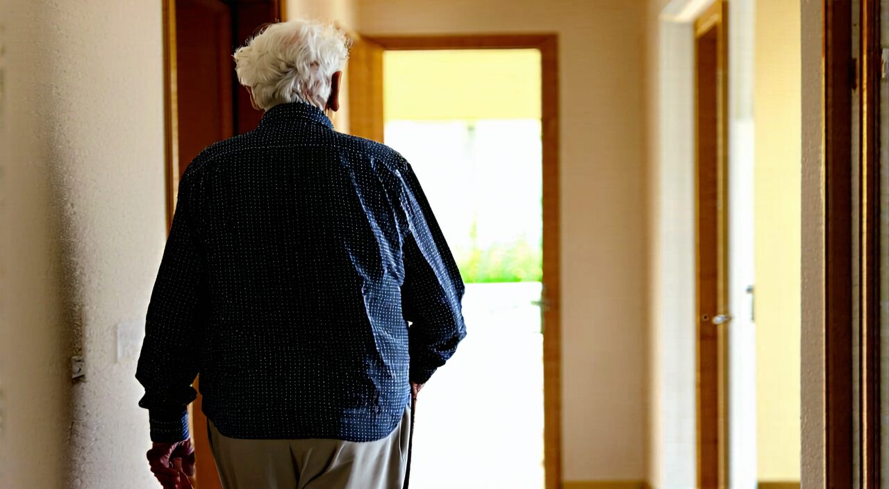 Daily life illustration of impaired mobility on one side of the body due to qi deficiency and blood stasis