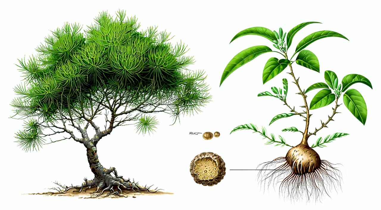 刺五加原植物与药用部位示意