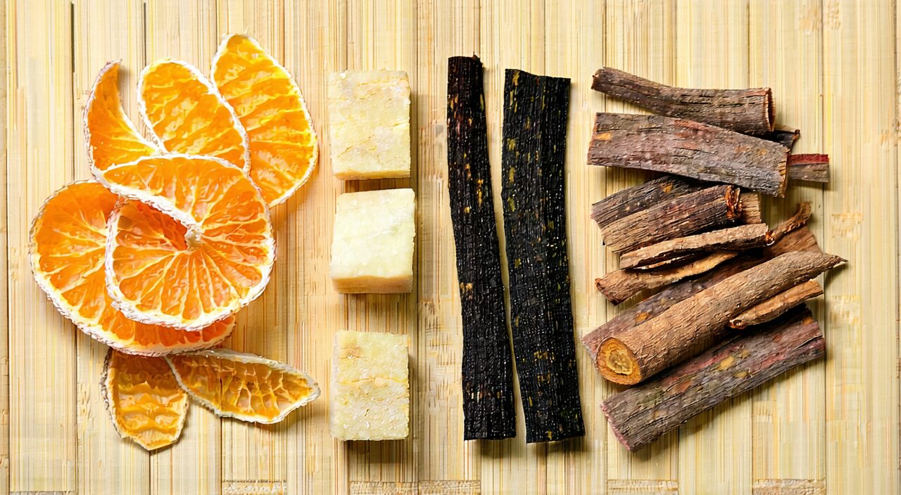 Overhead shot of the ingredients in Er Chen Tang