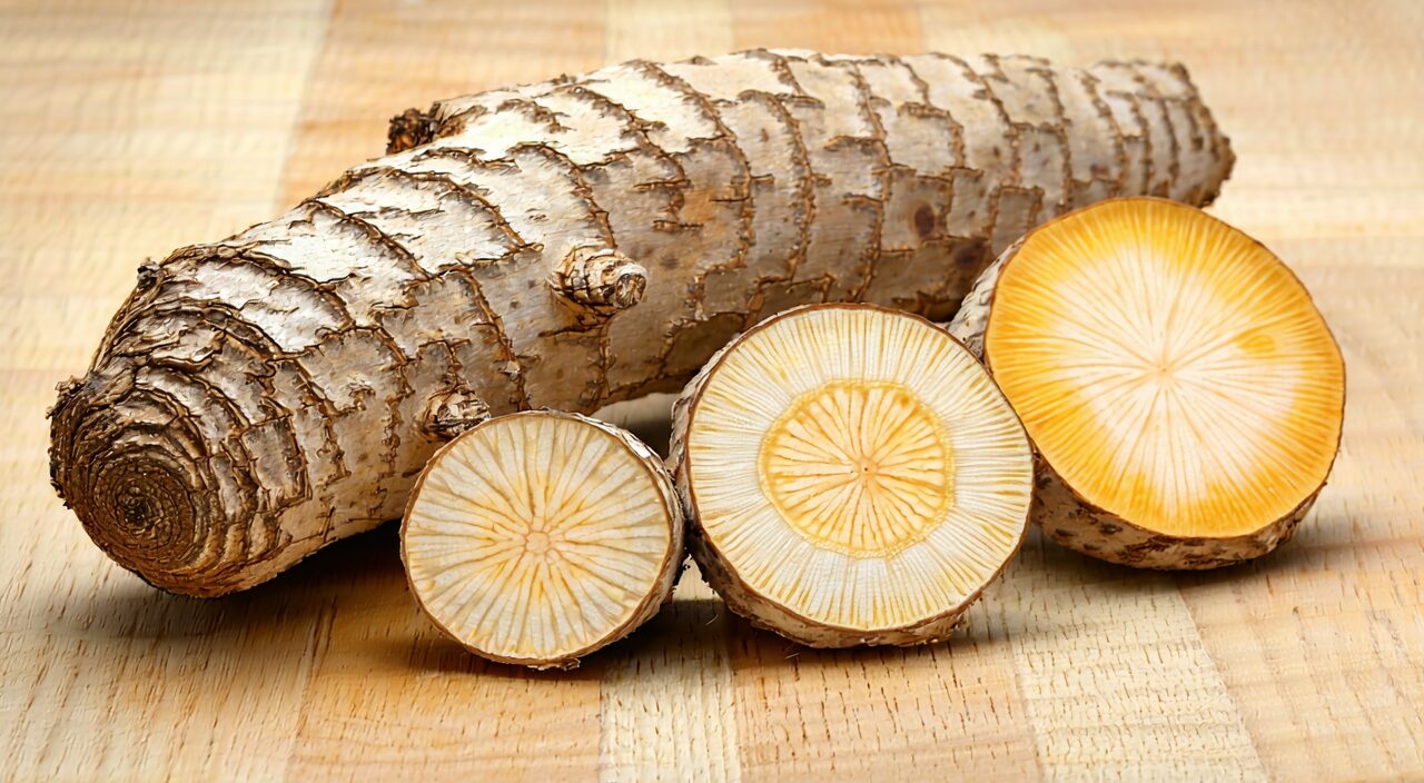 Astragalus root strips and cross-section texture display