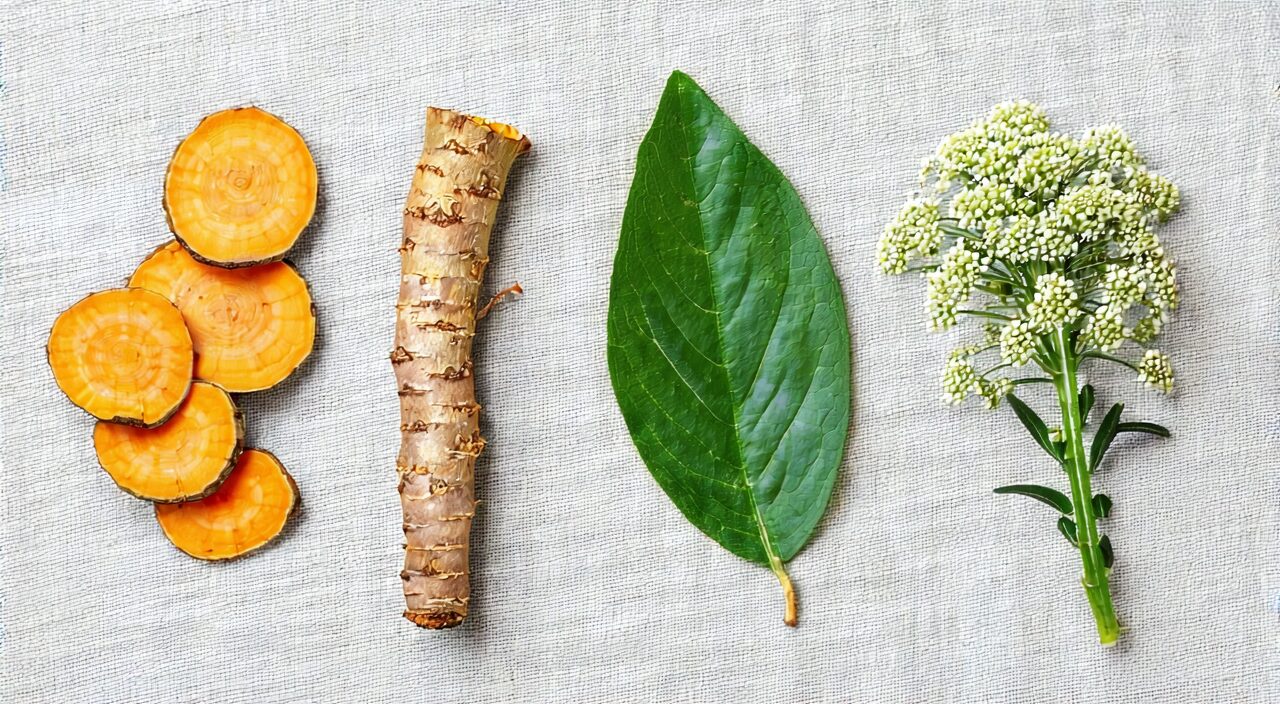 Combination of herbal ingredients including turmeric in formulas, such as Angelica sinensis and Astragalus membranaceus slices