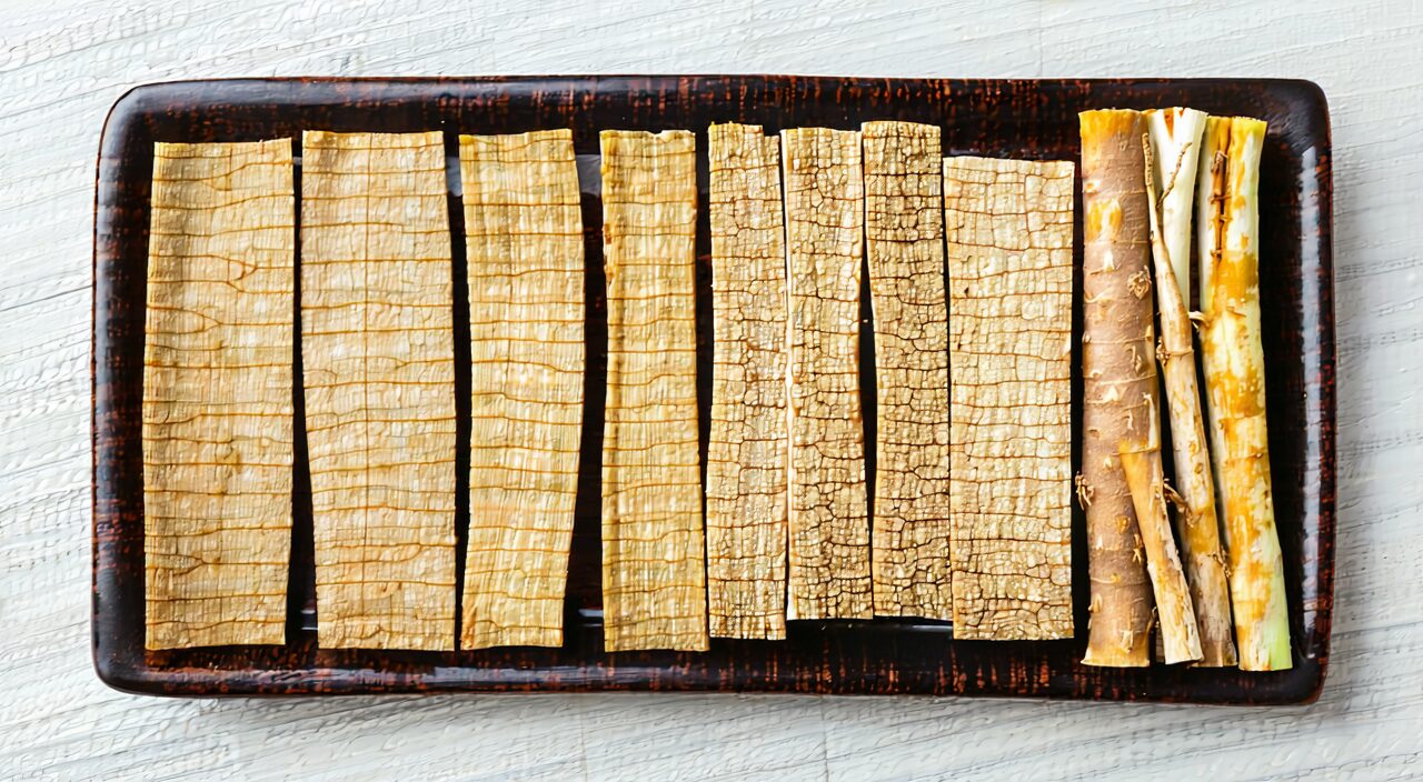 Close-up of gentian root slices