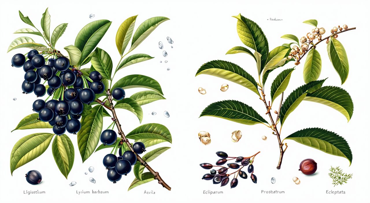 Original Nu Zhen Zi plant and comparison with similar herbs