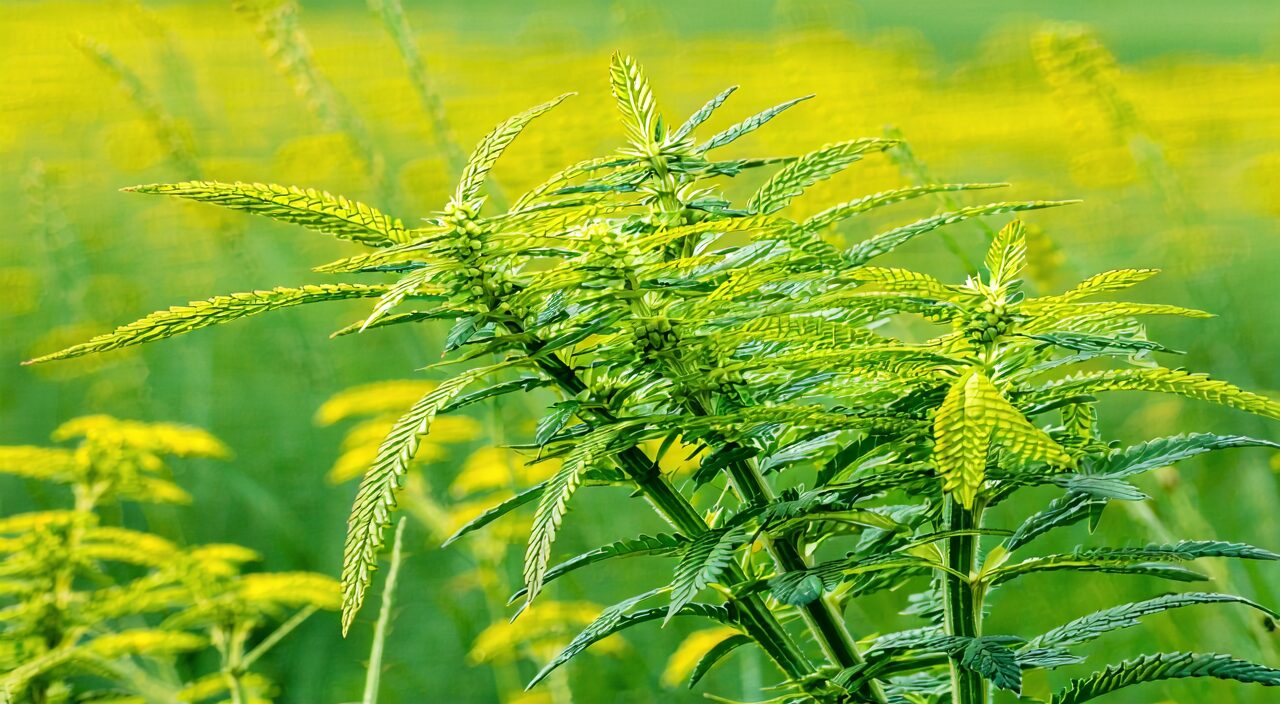 Live Qing Hao plant showing thin stems and deeply divided pinnate leaves
