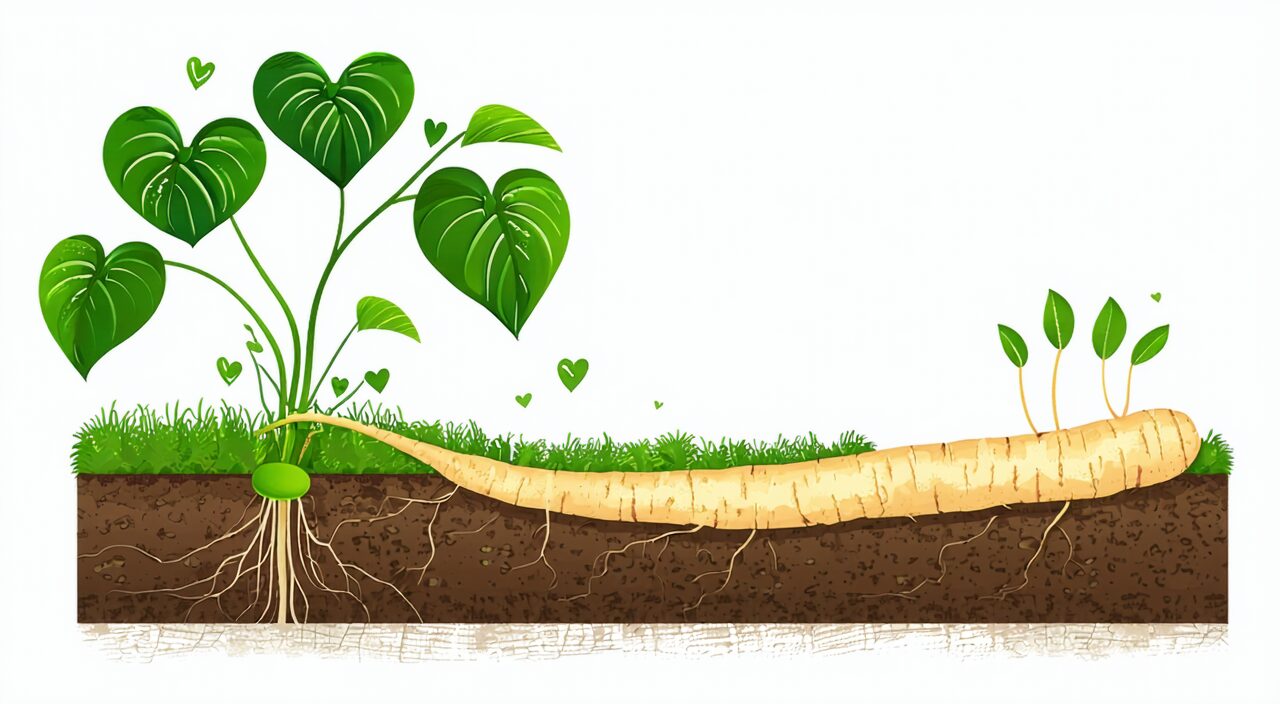 Chinese yam plant and its underground tuber