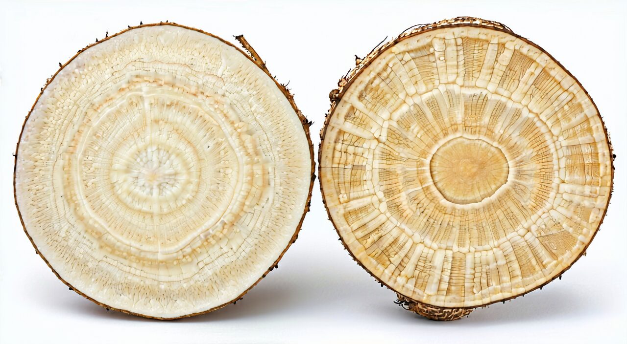 Comparison of cross-sections between Chinese yam and Tianhuafen