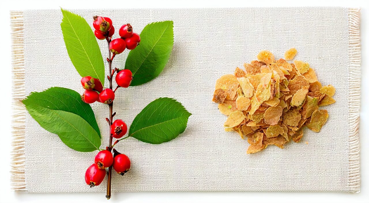 Comparison between the original plant of cornelian cherry and its processed medicinal fruit pulp