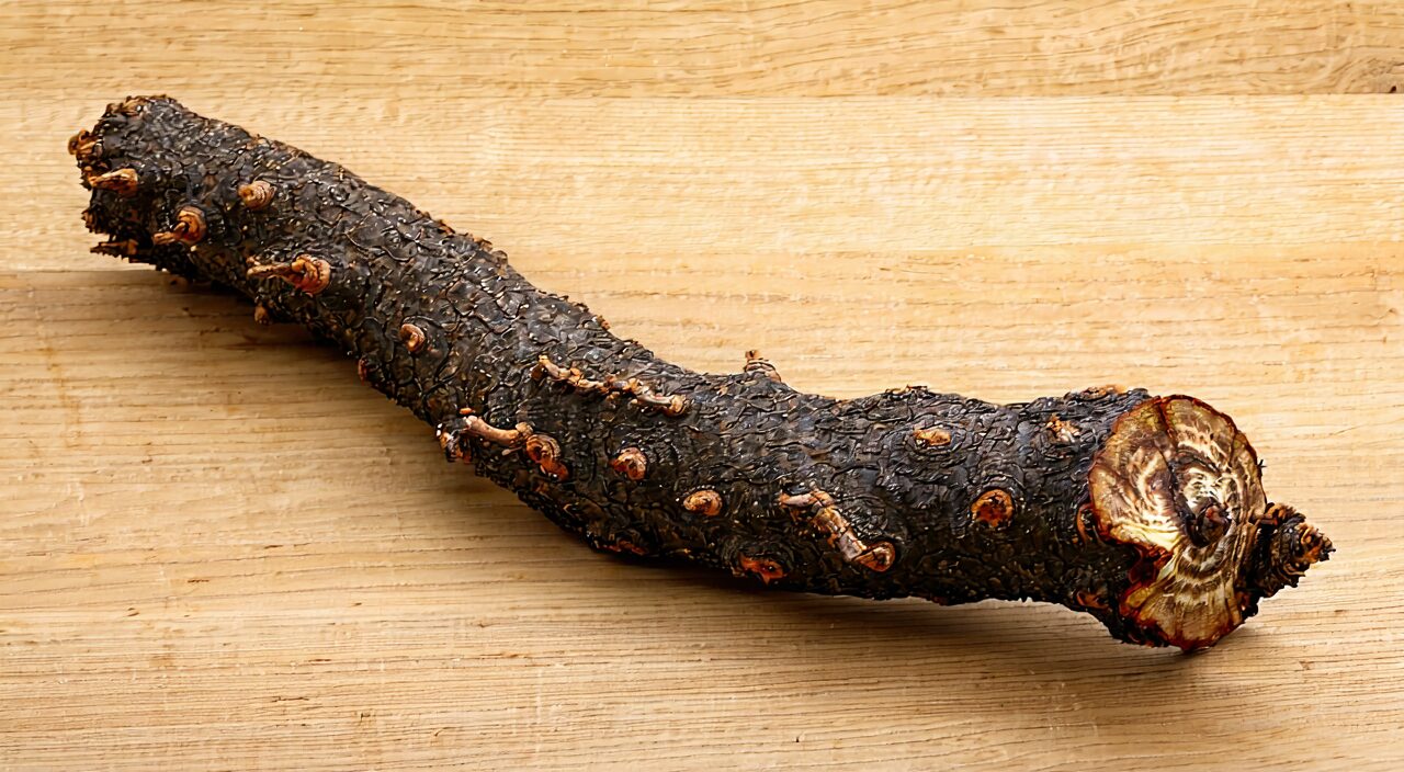 Complete dried Sheng Ma rhizomes showing the form of the medicinal part