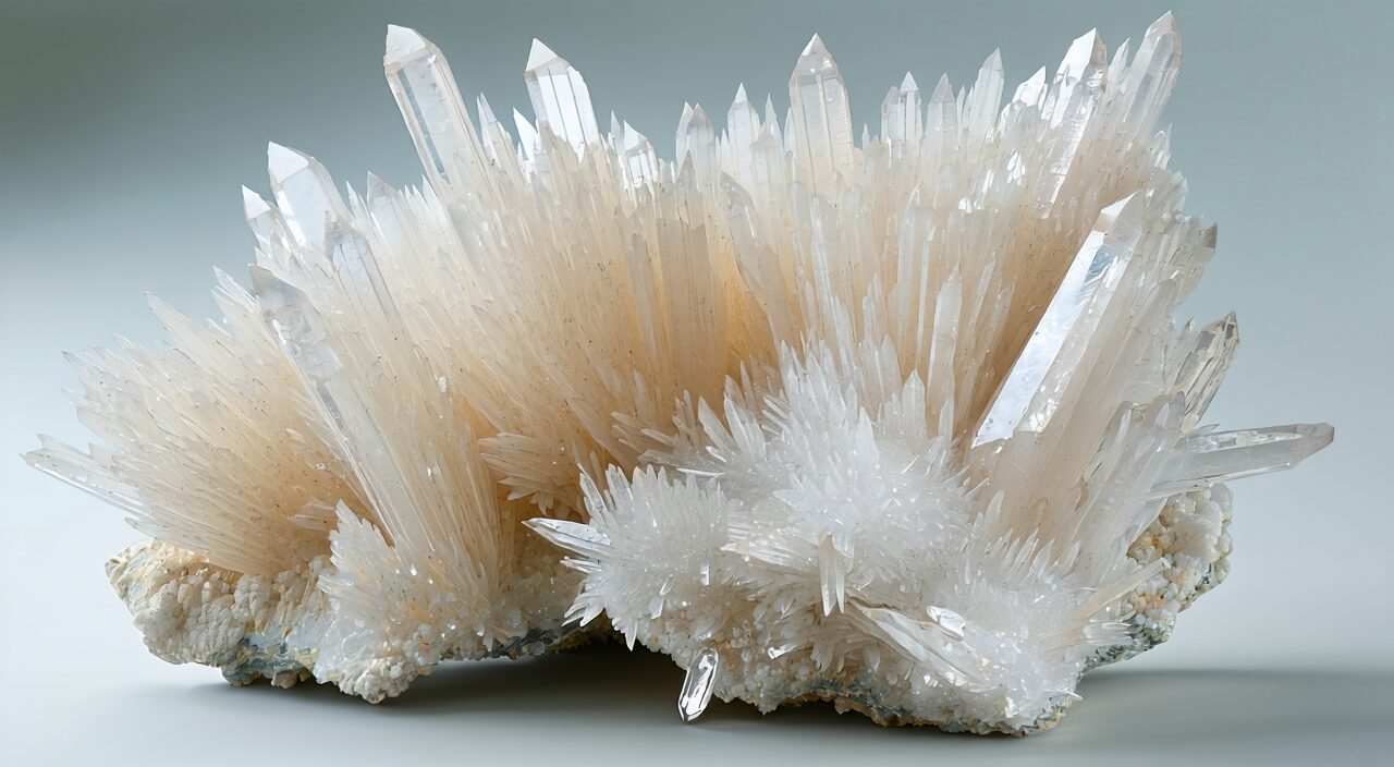 Close-up of gypsum crystal fibrous structure, can be scratched with a fingernail