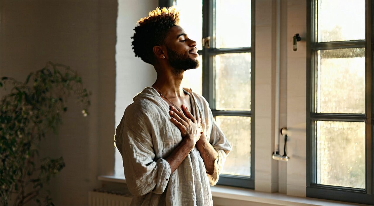 A scene representing smooth qi flow and relaxed deep breathing