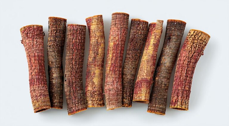 Overall form of dried Suoyang (Cynomorium) herb, flat cylindrical shape with dark brown surface