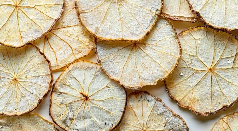 Dried Trichosanthes root slices with a yellowish-white powdery cross-section