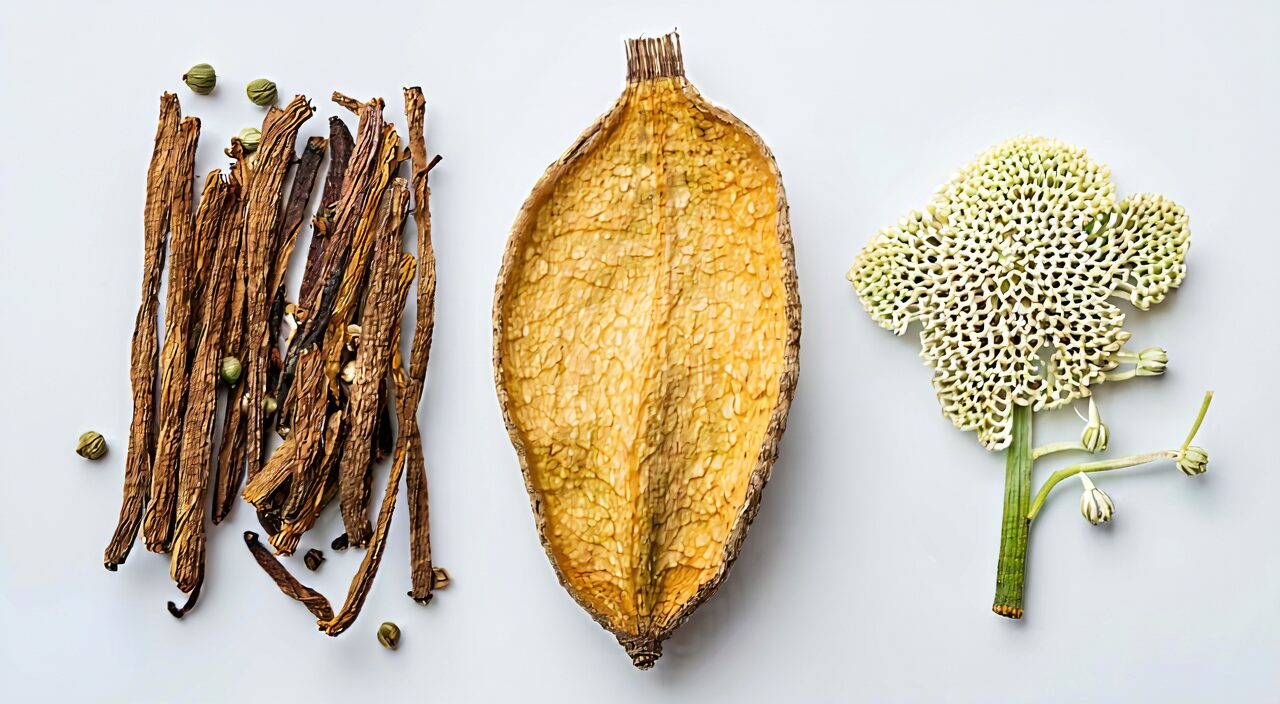 Morphological comparison of Xin Yi, Cang Er Zi, and Bai Zhi
