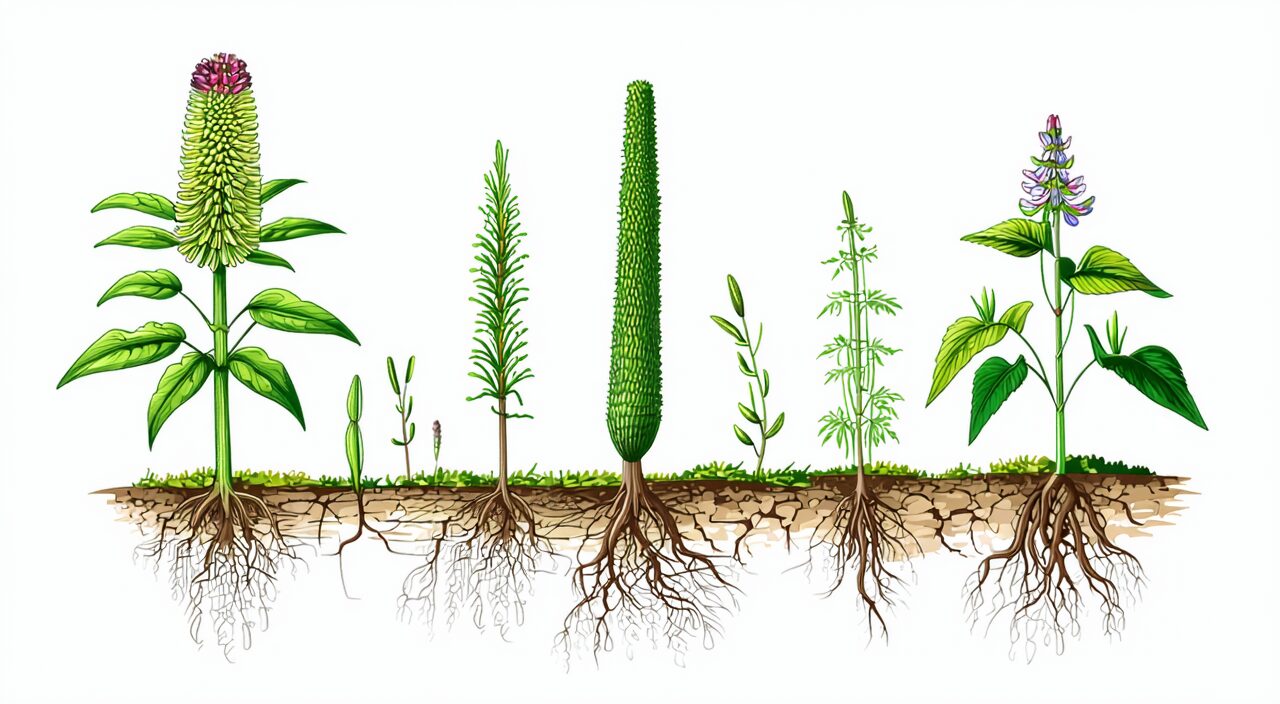 Dipsacus asper plant and root illustration