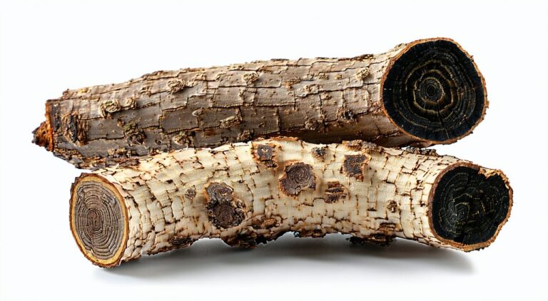Dried figwort root and cross-section