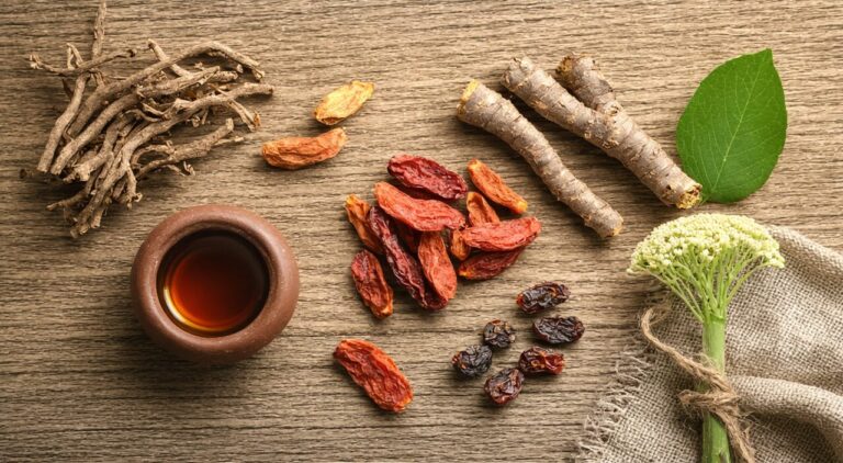 Still life cover photo of Chinese medicinal herbs inspired by Yiguan Jian formula