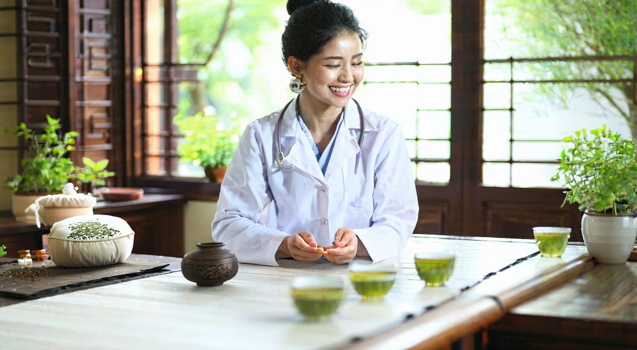 Consultation scene between Chinese medicine practitioner and patient