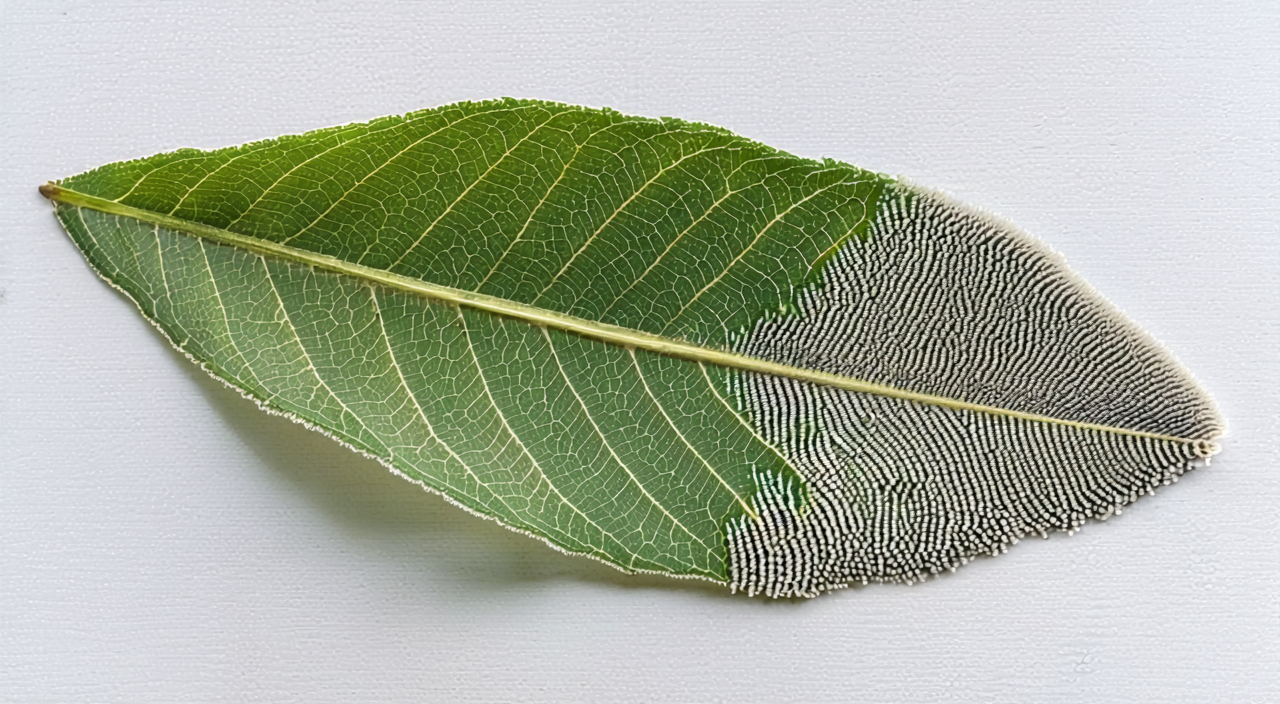Upper and lower surface characteristics of mugwort leaf