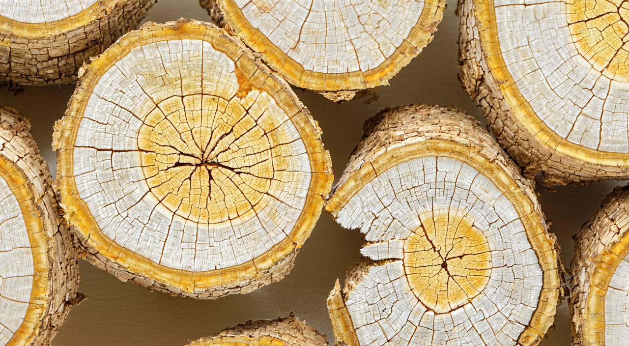 Close-up of Bai Mao Gen rhizome, showing distinct nodes and hollow cross-section