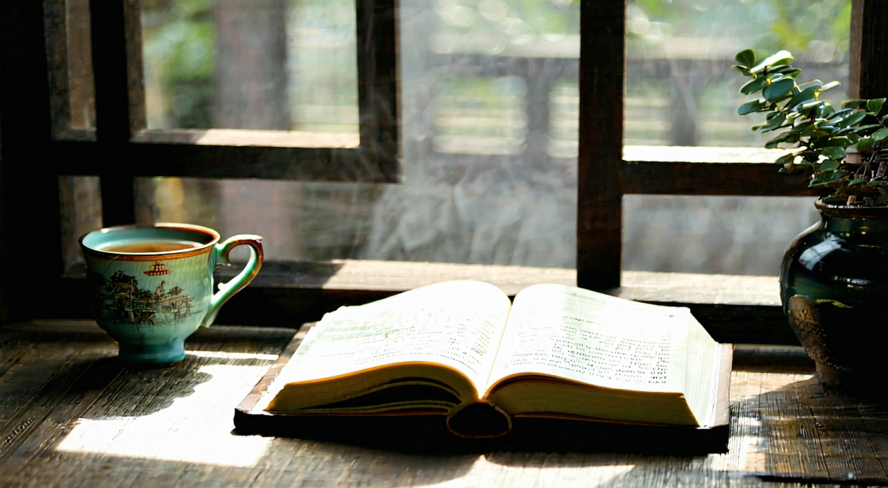 Quiet study scene with a cup of warm water and a notebook, reflecting a rational attitude of thorough understanding before using herbs