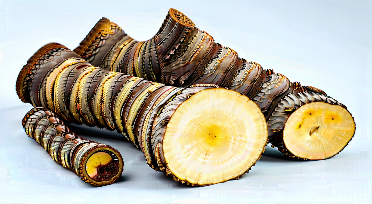 Slender, curved Bei Dou Gen rhizomes with yellowish-white cross-sections