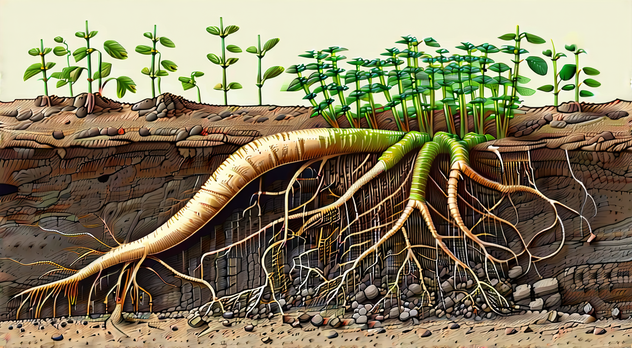 Illustration of the medicinal underground rhizome of Menispermum dauricum