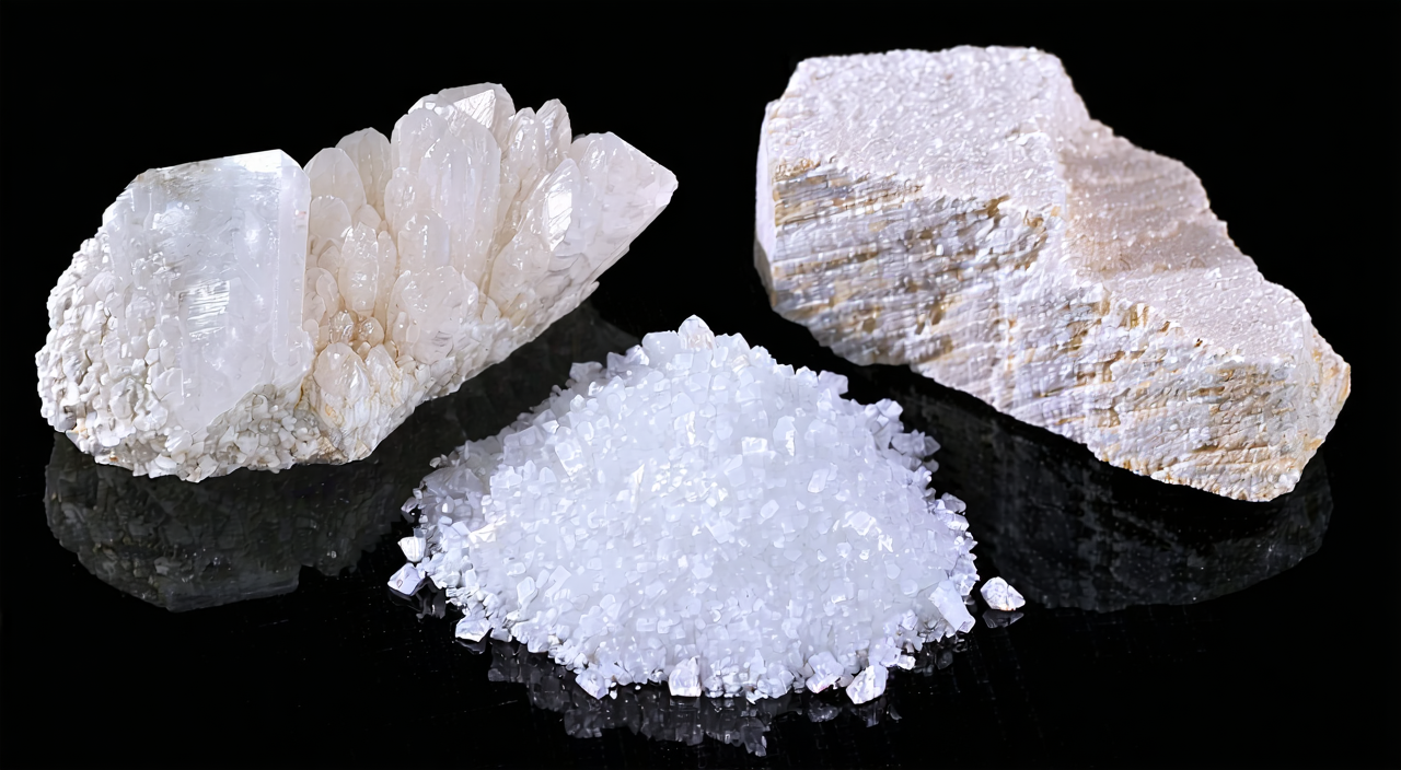 Appearance comparison of natural borneol, synthetic borneol, and camphor