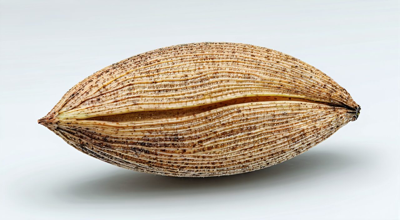Close-up detail of a single Plantago seed