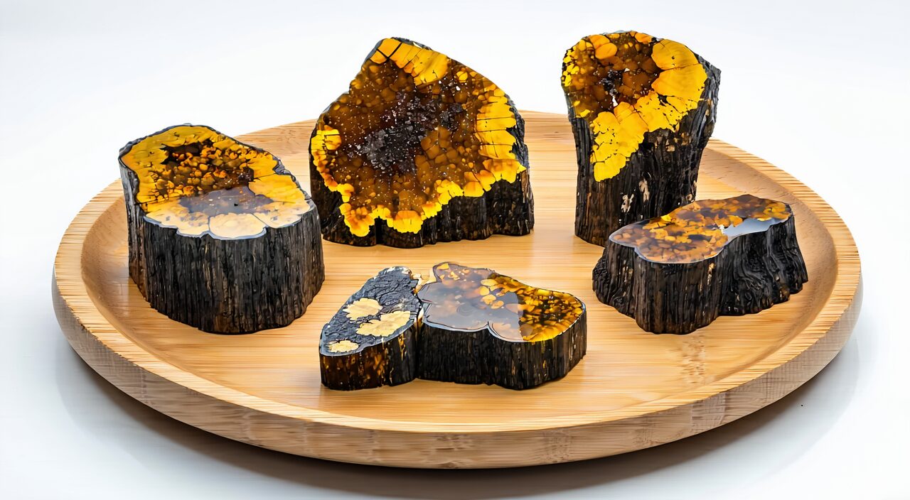 Agarwood pieces of different shapes