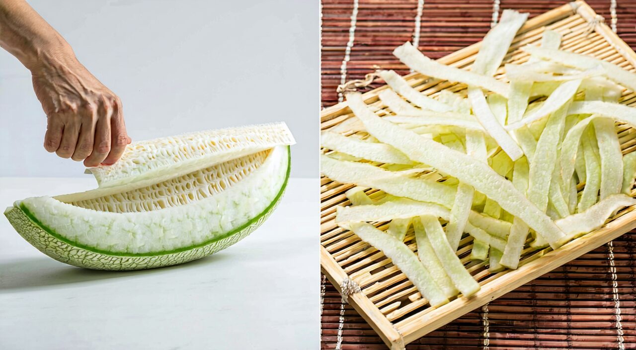 冬瓜外层果皮采收与干燥对照