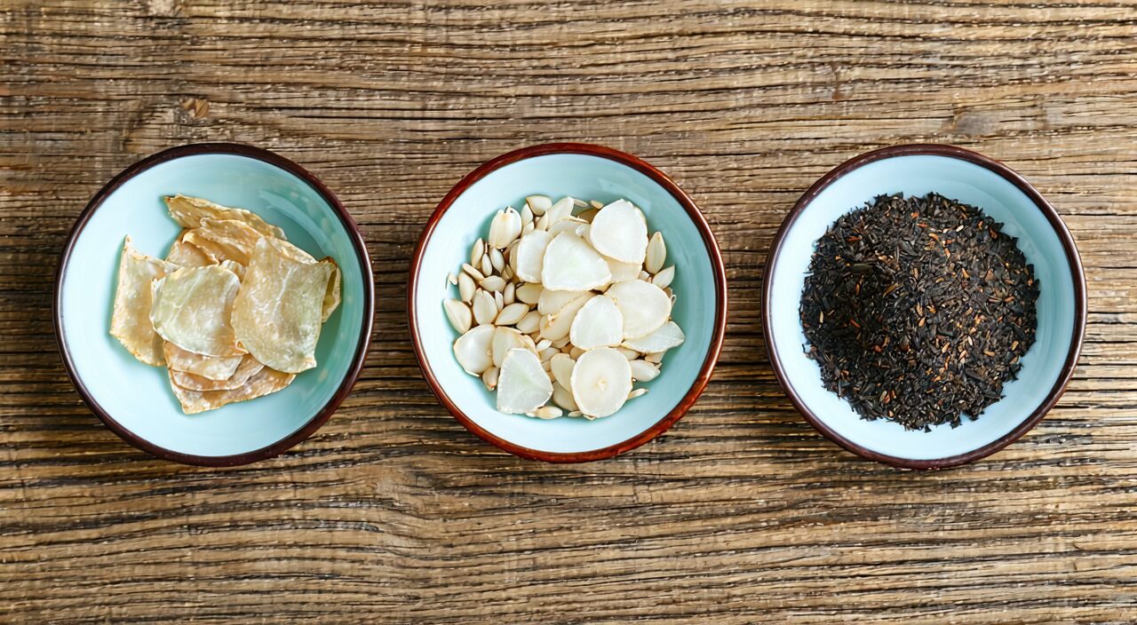 冬瓜皮、冬瓜子、茯苓皮对比图