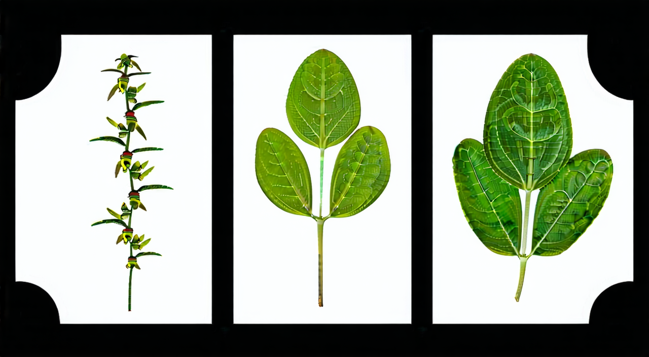 冬凌草、溪黄草与肿节风的植物形态对比