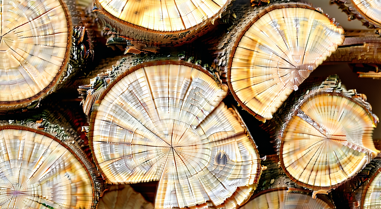 Close-up of Fangji root slices and wheel pattern