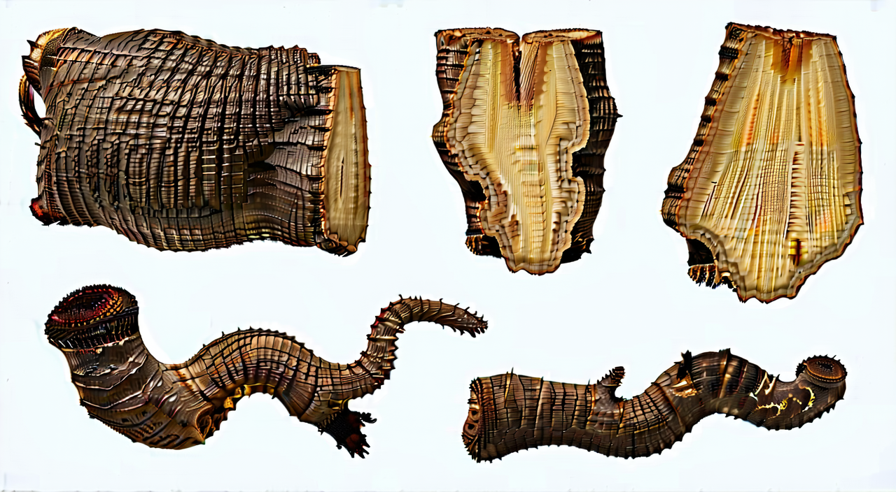 Appearance and fibrous cross-section of spikenard roots and rhizomes