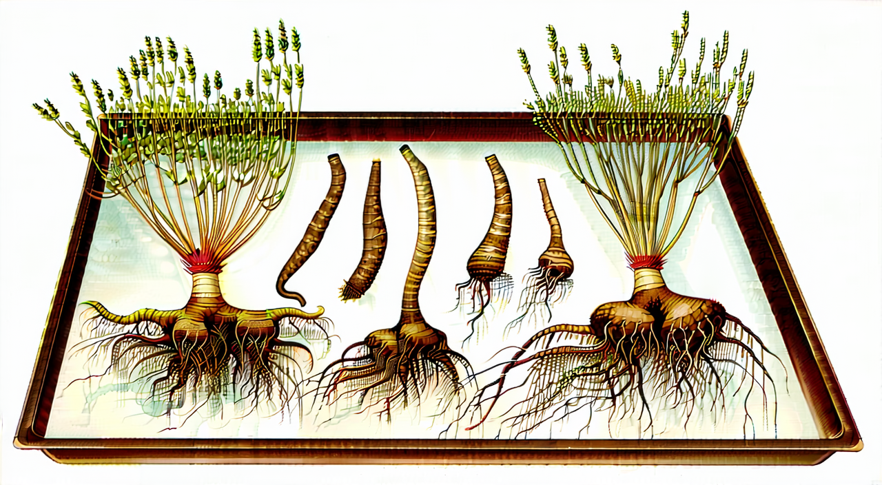 Dried spikenard roots and rhizomes after harvesting