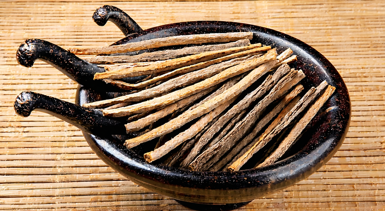 切成短段的钩藤带钩茎枝