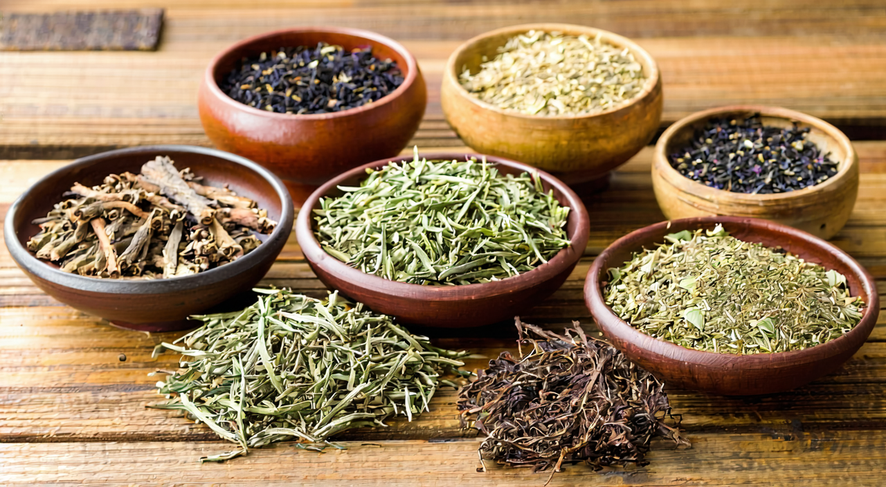 A visual pairing of traditional wind-damp-dispelling medicinal materials containing Hai Feng Teng