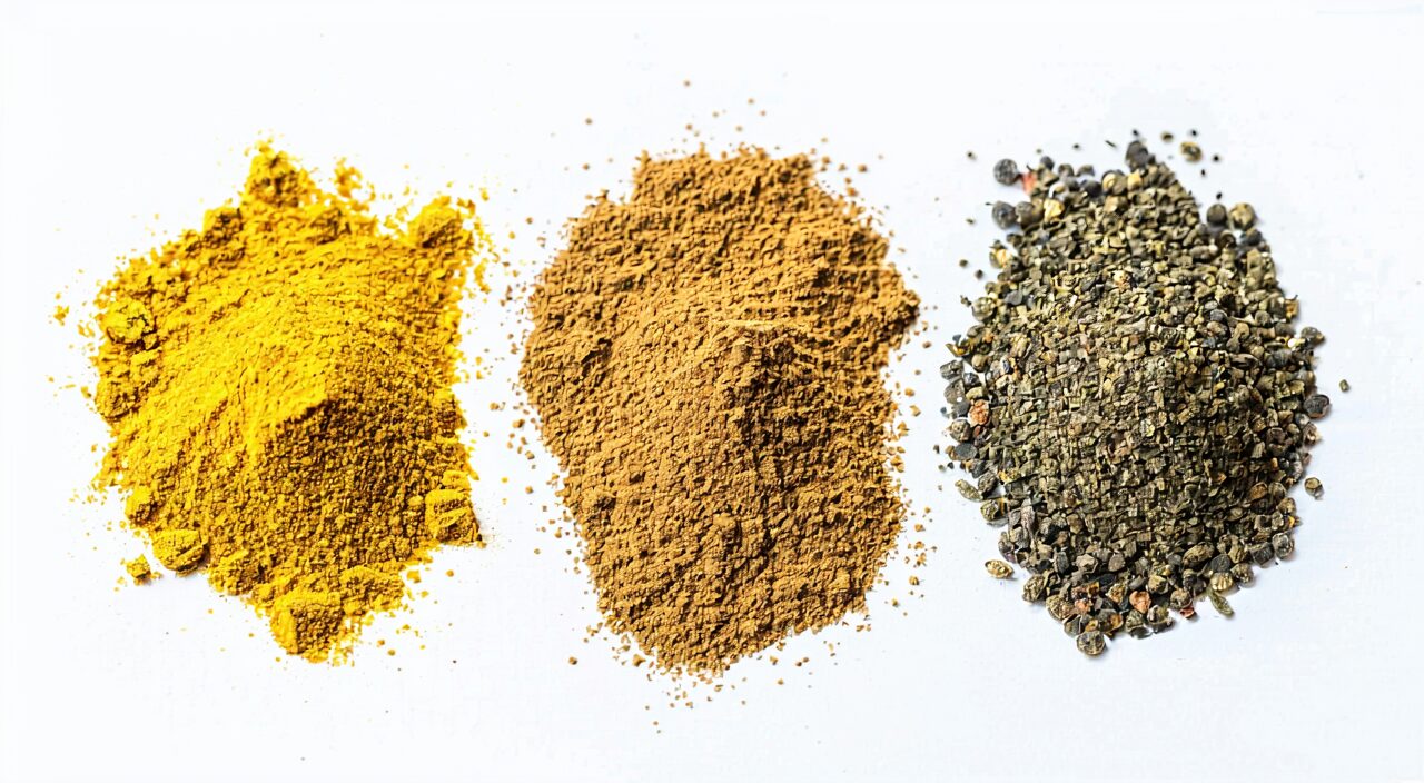 Powder comparison of Lygodium spore, Cattail Pollen, and Puffball