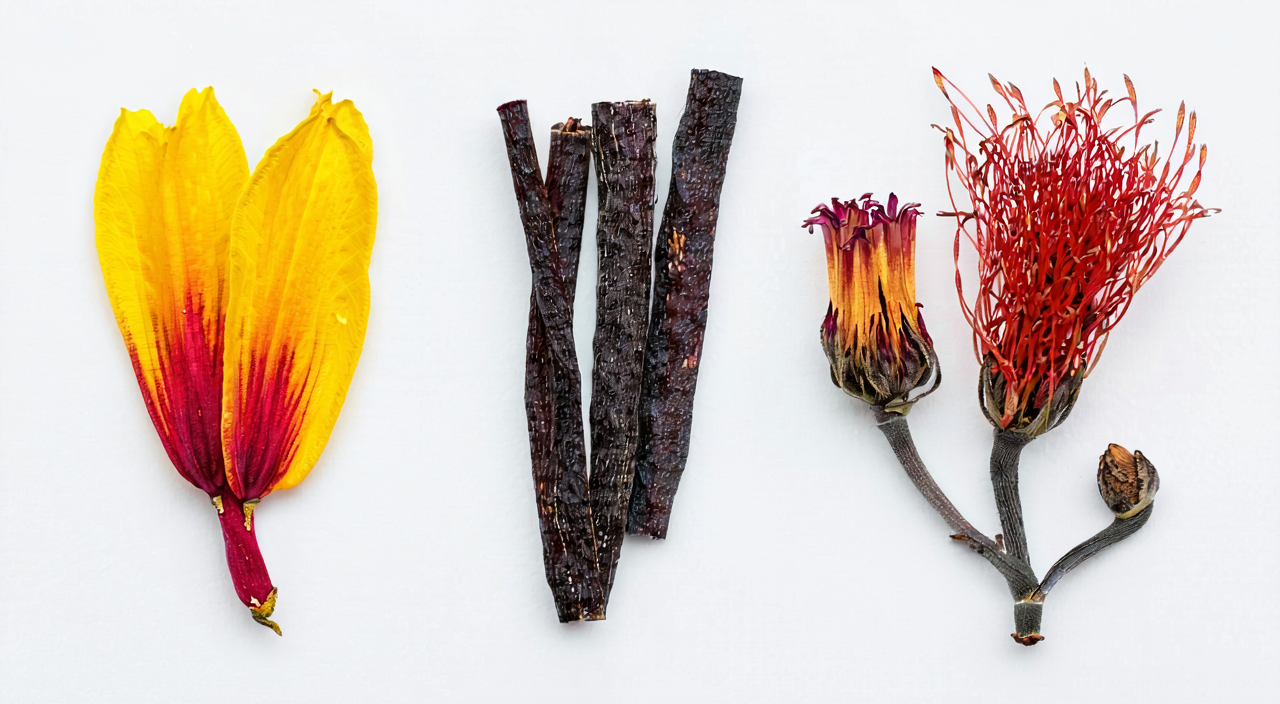 Comparison of safflower, saffron, and campsis flower