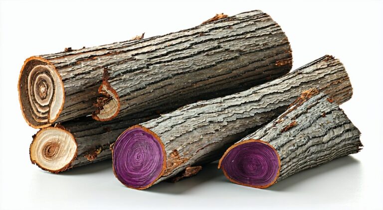 Houpu (magnolia bark) slices displayed in a scroll-like shape with purple-brown inner surface
