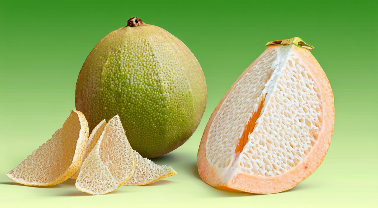 Immature Huazhou pomelo fruit and Hua Ju Hong outer-peel material
