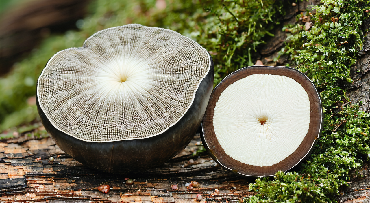 Lei Wan sclerotium exterior and cross-section