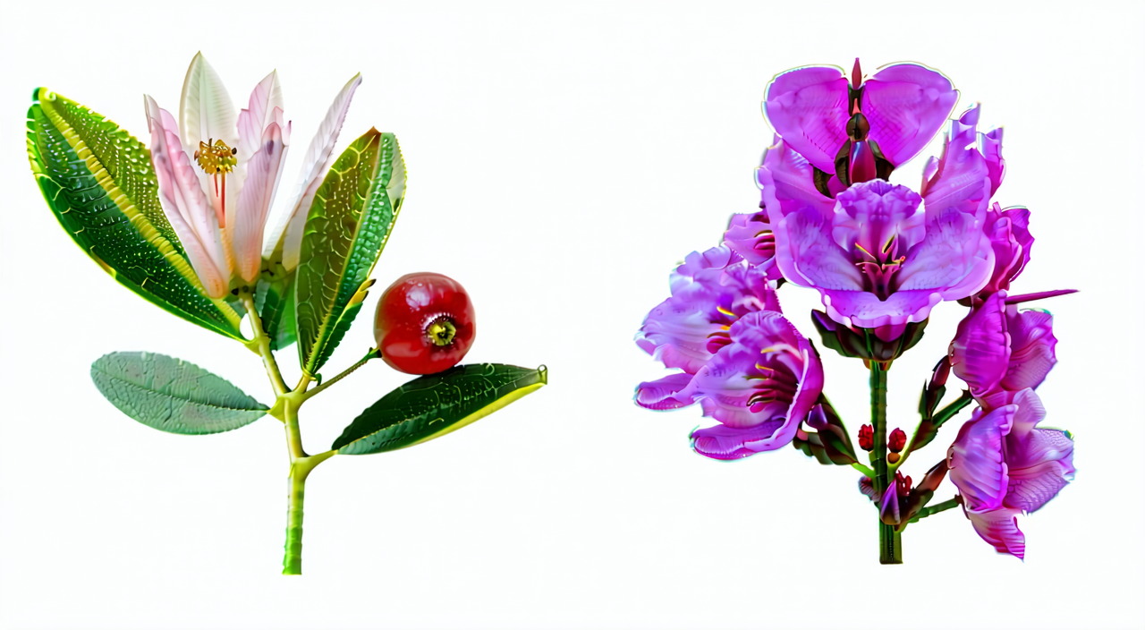 了哥王与芫花类植物的外观对比示意