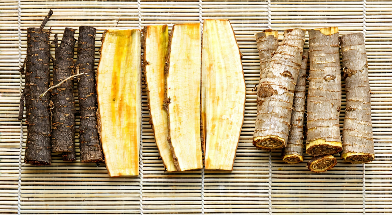 Sliced and whole dried Lou Lu roots