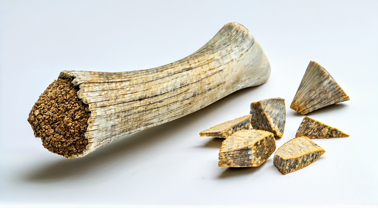 Whole deer antler and cut sections of the medicinal material