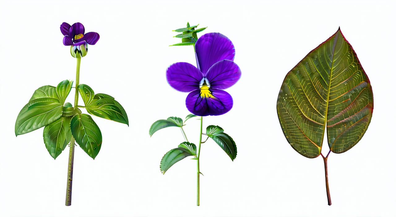 鹿衔草与紫花地丁、石楠叶的形态对比