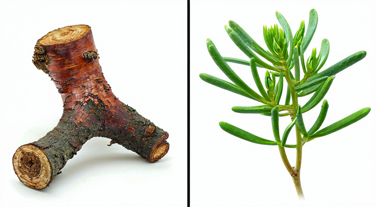 Comparison between ephedra root and ephedra aerial stem